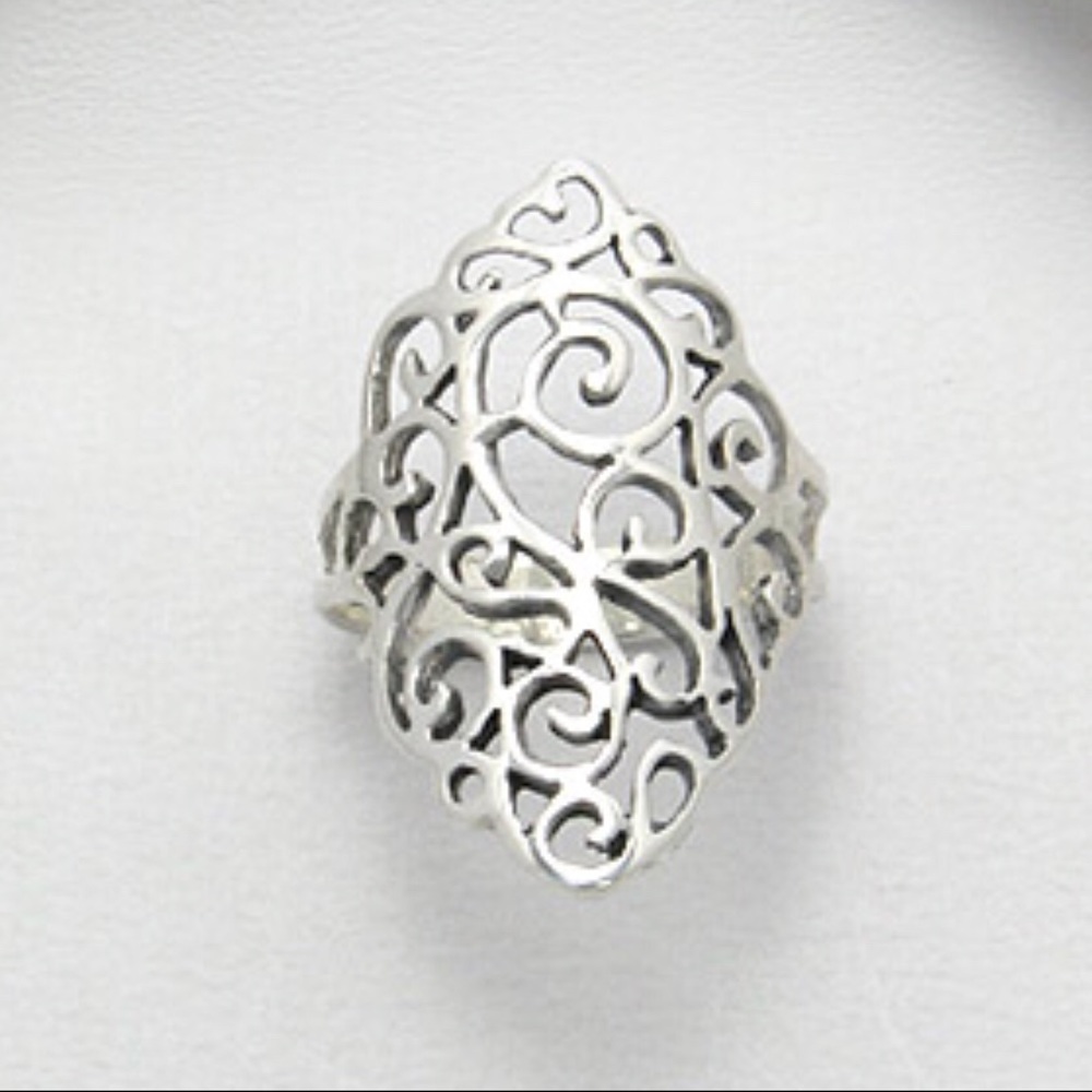 Sterling Silver Filigree Design Ring~
